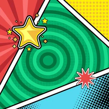 Colorful square comic book page background template pop art creative Stock Illustration