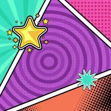 Colorful square comic book page background template pop art design Stock Illustration