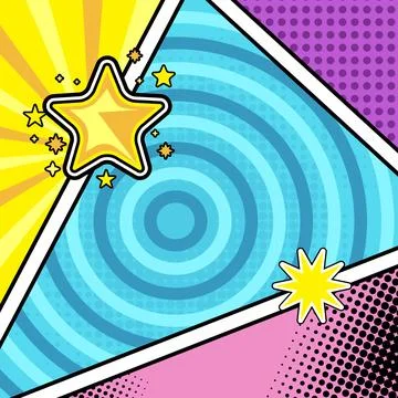 Colorful square comic book page background template pop art graphic Stock Illustration