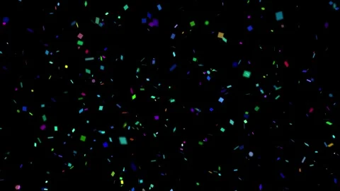 Colorful square confetti falling down against a black background Stock Footage 327594753