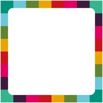 Colorful square frame with rounded square areas Stock Illustration