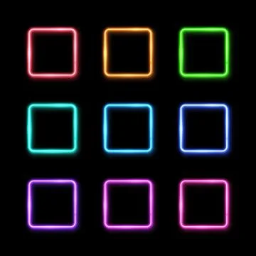 Colorful square frames set on black background. イラスト素材