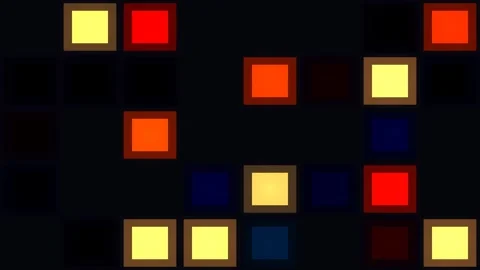 Colorful square patterns in a grid layout on a dark Stock Footage 338327595