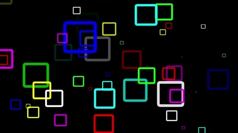 Colorful square shapes motion graphics with plain black background Stock Footage 338150992