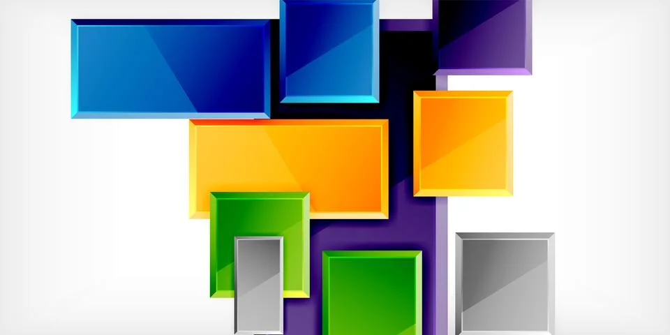 Colorful squares and rectangles. Vector Illustration For Wallpaper, Banner 스톡 일러스트