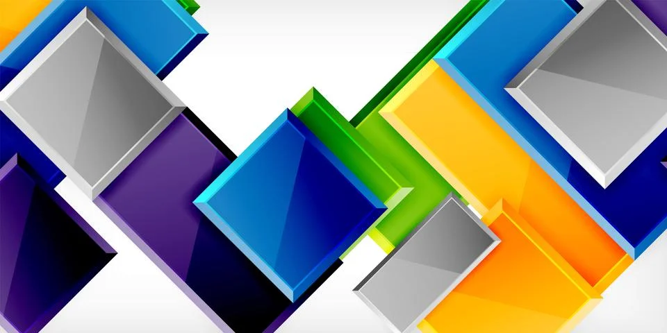 Colorful squares and rectangles. Vector Illustration For Wallpaper, Banner 스톡 일러스트
