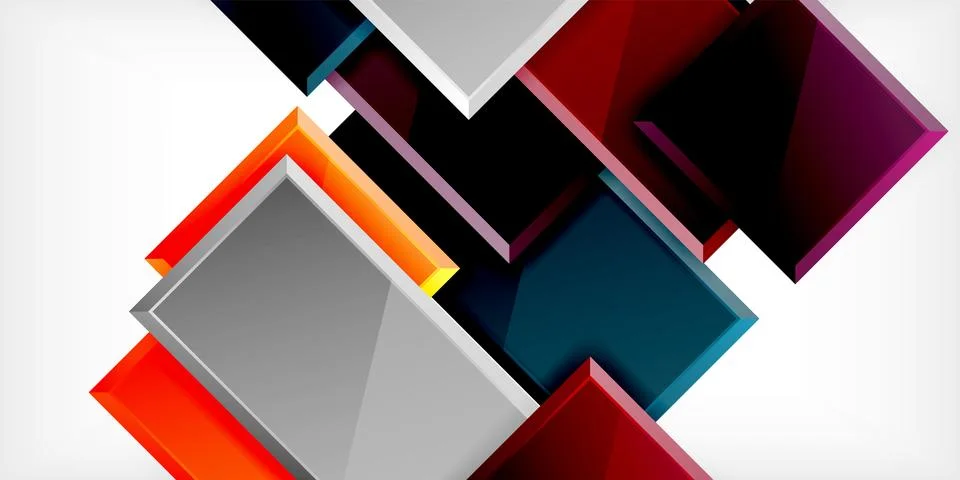 Colorful squares and rectangles. Vector Illustration For Wallpaper, Banner 库存插图
