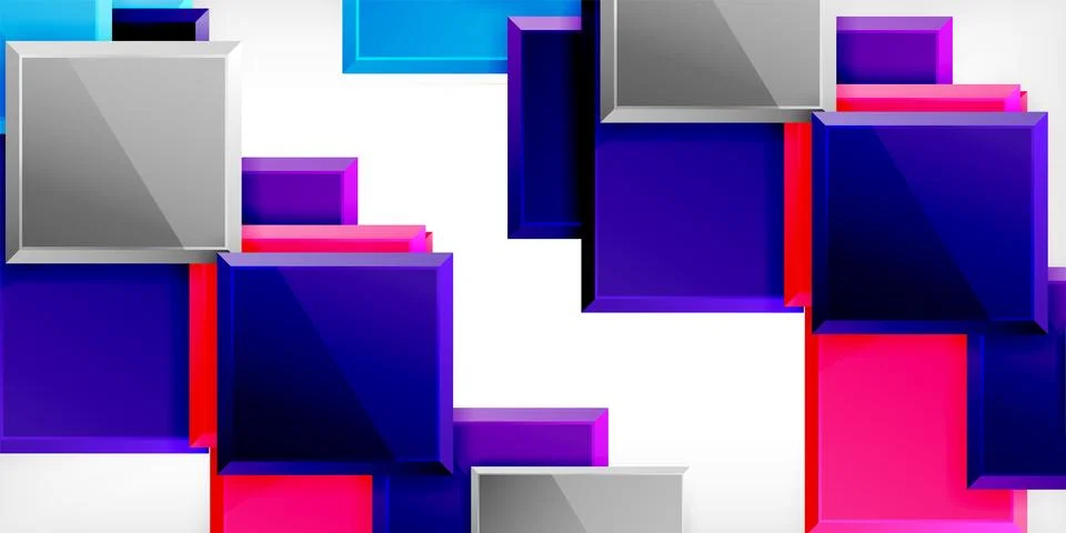 Colorful squares and rectangles. Vector Illustration For Wallpaper, Banner 库存插图