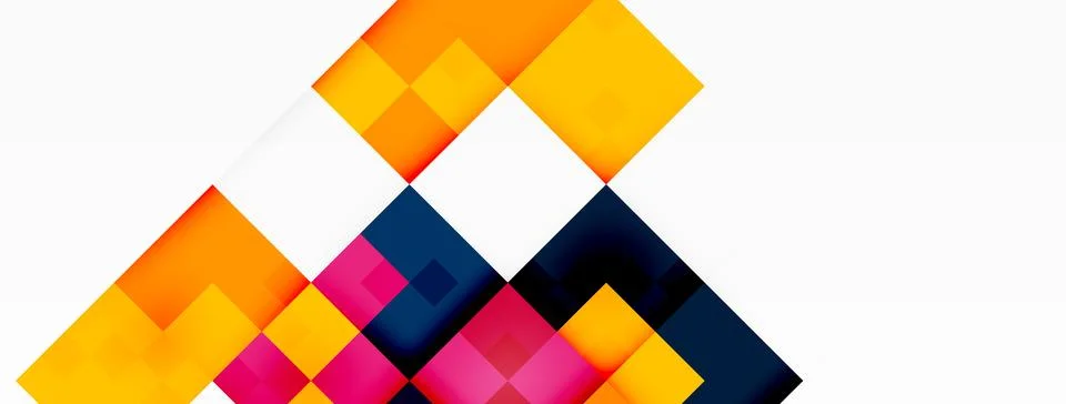 Colorful squares arranged in a triangle pattern on a white background Stock Illustration