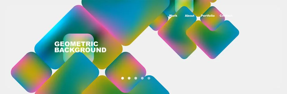 Colorful squares create a geometric pattern on white background Illustrazione stock