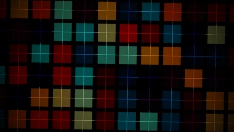 Colorful squares form a geometric pattern on a dark surface Stock Footage 340327107