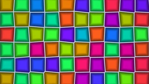 Colorful squares on a grid create a vibrant pattern Stock Footage 338390450