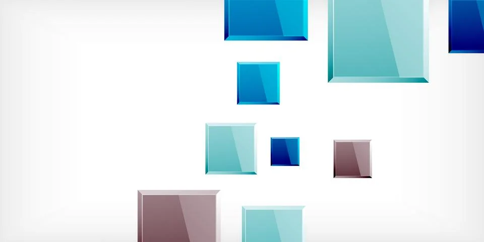 Colorful squares with reflections abstract background design. Vector 스톡 일러스트