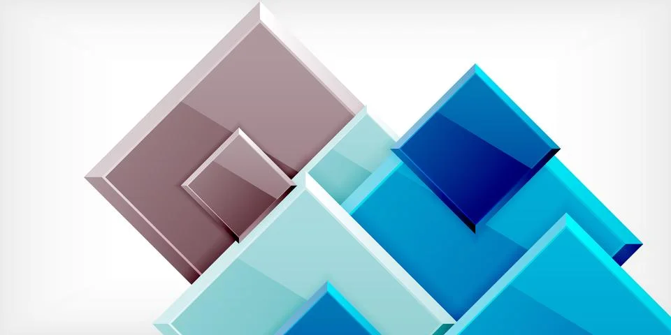 Colorful squares with reflections abstract background design. Vector Illustrazione stock