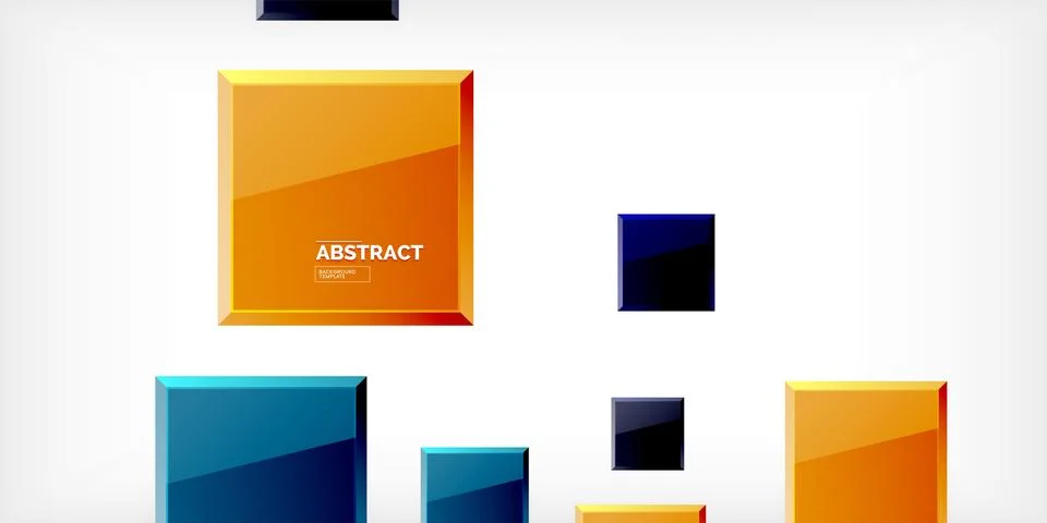 Colorful squares with reflections abstract background design. Vector Illustrazione stock