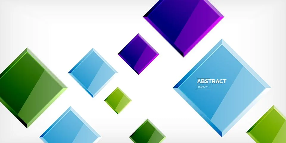 Colorful squares with reflections abstract background design. Vector Ilustração Stock