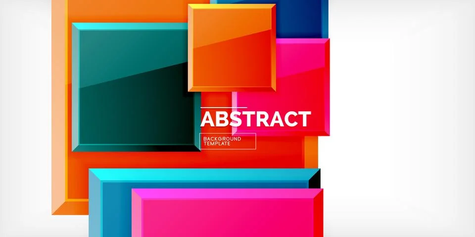 Colorful squares with reflections abstract background design. Vector Ilustração Stock