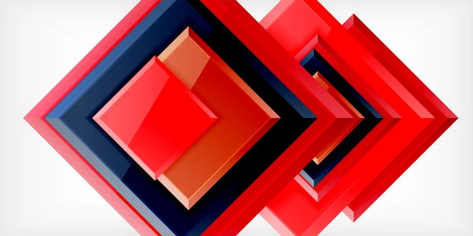 Colorful squares with reflections abstract background design. Vector Ilustração Stock