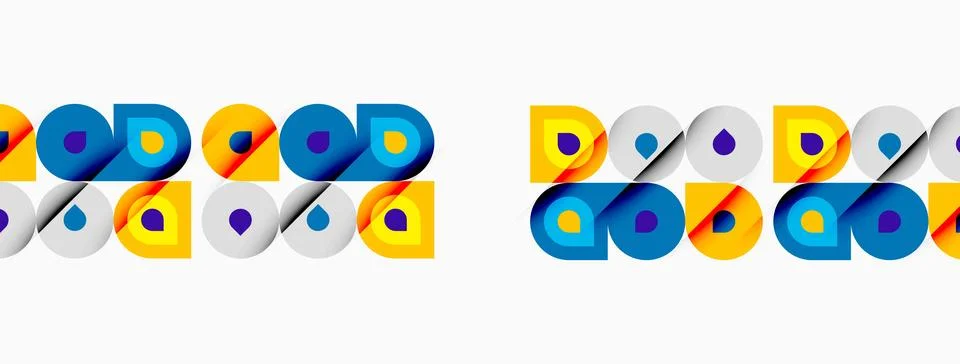 Colorful squares repeat, forming pattern. Blue, yellow, orange, gray dominate Illustrazione stock