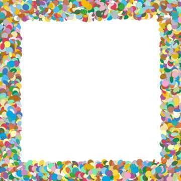 Colorful Squarish Vector Confetti Frame with Free Space for Advertising and T Stock Illustration
