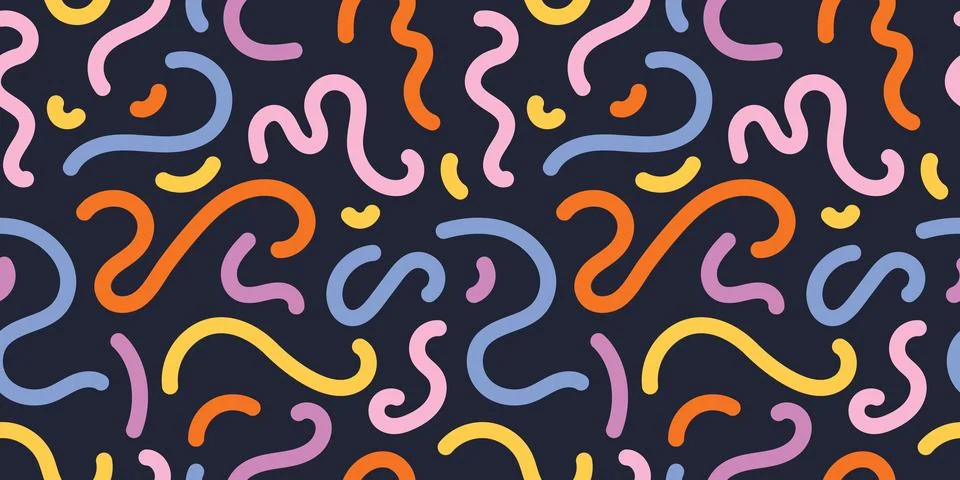 Colorful squiggle seamless vector pattern. Illustrazione stock