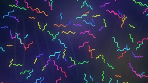 Colorful squiggly lines floating on a dark background Stock Footage 336351972