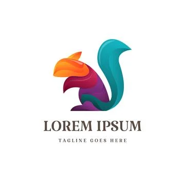 Colorful Squirrel Logo Design Vector Stock Illustration
