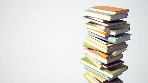 Colorful stack of books with clipping path. Stock Illustration