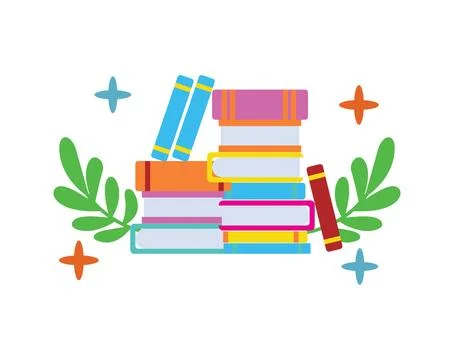 Colorful Stack of Books for Learning and Reading Stock Illustration