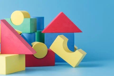 Colorful stack of cube building blocks Stock Photos