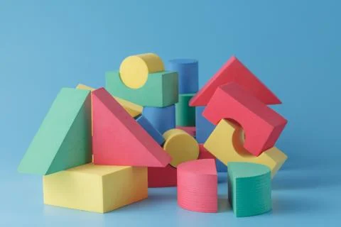 Colorful stack of cube building blocks Stock Photos