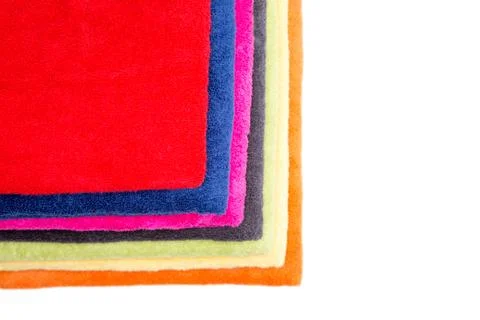 Colorful stack of fluffy clean fresh towels Stock Photos