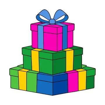 Colorful Stack of Gift Boxes with Ribbons for Special Occasions Stock Illustration