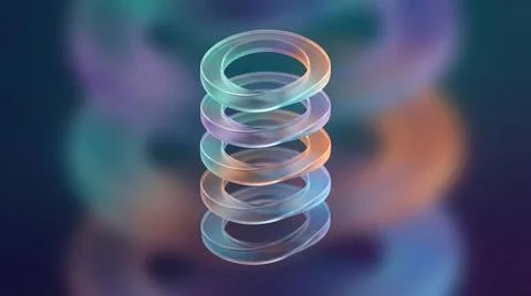 Colorful stack of intertwined transparent rings creating a modern abstract .. Stock Illustration