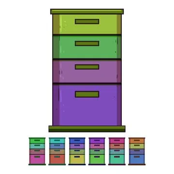 Colorful stack with multiple storage drawers Stock Illustration