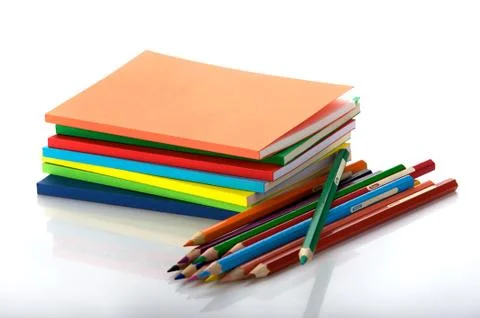 Colorful stack of office supplies Foto stock