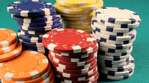Colorful stack of poker chips Stock Footage 11165802