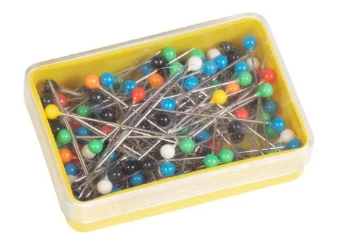 Colorful stack of sewing needles, full frame Stock Photos