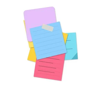 Colorful stack of sticky notes with lines Stock Illustration