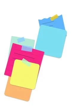 Colorful stacked paper notes with flags Stock Illustration