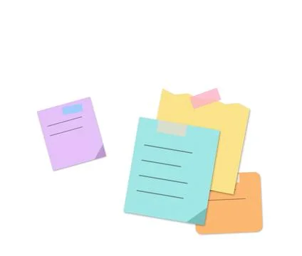 Colorful stacked paper notes with tabs Stock Illustration
