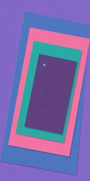 Colorful stacked rectangular photo frames sit at an angle on a vivid purple.. Ilustração Stock