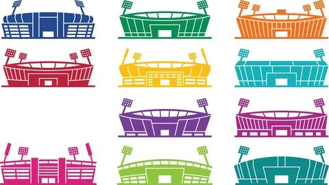 Colorful stadium vector illustrations for multi sport tournament and arena .. Stockillustratie