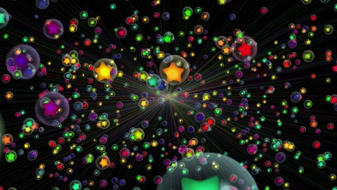 Colorful Star Bubbles Radiating Abstract Burst Festive Particles 스톡 동영상 334717631