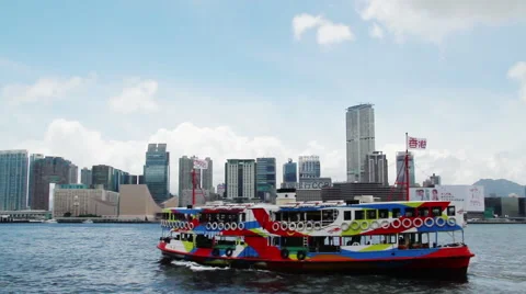 Colorful Star Ferry Stock Footage 52886059