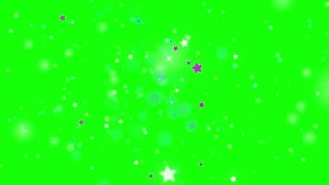 Colorful star particles on green screen. Floating glowing stars for video Video stock 340943096