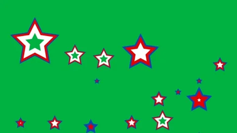Colorful Star Pattern on Bright Green Background for Celebrations. Stock Footage 340036821