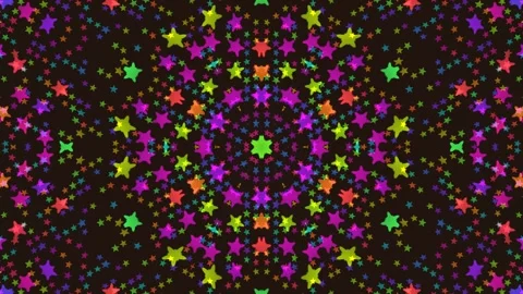 Colorful star pattern with bright shapes on dark background Stock Footage 338288234