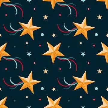 A Colorful Star Pattern Filled with Whimsical Elements Perfect for Various 스톡 일러스트