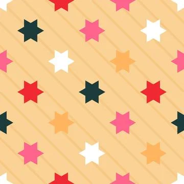 Colorful Star Pattern on Light Peach Background for Festive Wrapping Paper Stock-Illustration